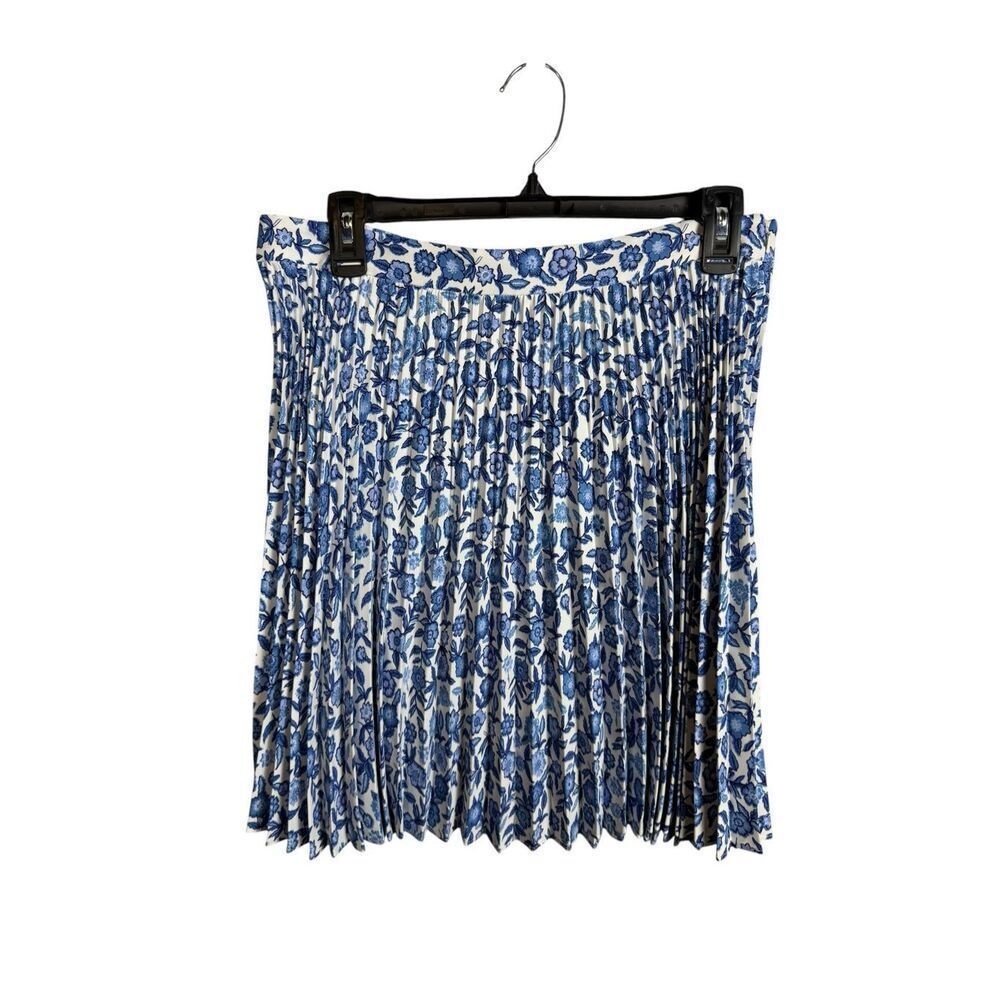 Boden Blue and White Chinoserie Floral Print Skirt Size US 8 UK 12 Pleats